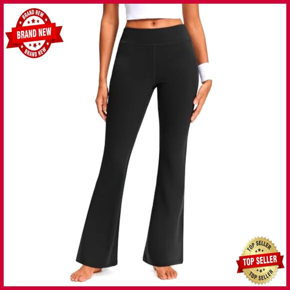 Fleece Lined Leggings High Waisted Bootcut Yoga Pants with Pockets - Picture 4 of 7